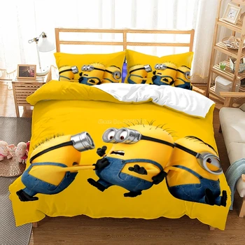 

Popular MinionsPrinted Bedding Set Cartoon Despicable Me Movie Character Duvet Cover Set Pillowcases Twin Full Queen King Size