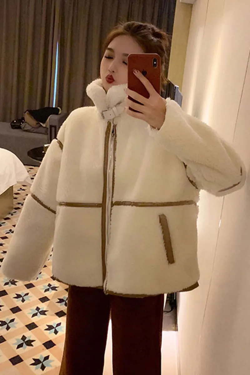 Зимняя женская куртка новая Корейская версия из овечьей шерсти толстый теплый кардиган зимняя женская дикая свободная тонкая темпераментная куртка Z022