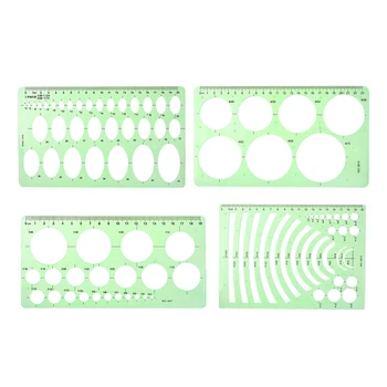 

uxcell 4pcs Geometric Drawing Template Set Measuring Ruler 19cm 20cm 23cm for Art Design Building Formwork Network Technique