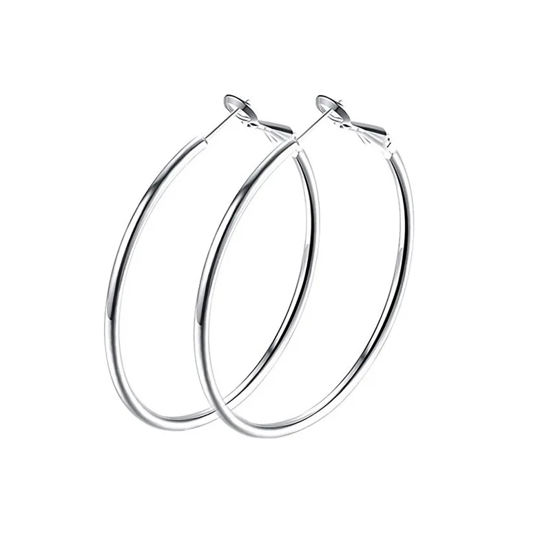 1Pair Latest Contracted The New Stainless Steel Coil Earrings Fashion