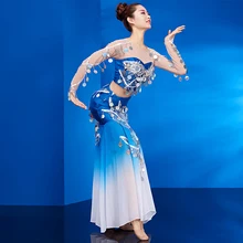 Дай танцы костюм Solo Dance Летний Тонкий этнический стиль юбка Таиланд Xishuangbanna Тонкий рыбий хвост юбка