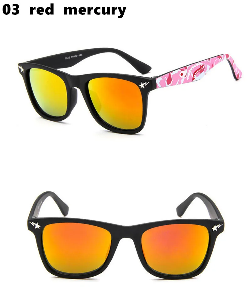 Брендовые Детские камуфляжные солнцезащитные очки, детские защитные очки, очки для девочек и мальчиков, очки с зеркальным покрытием, плоские акулы Oculos Infan
