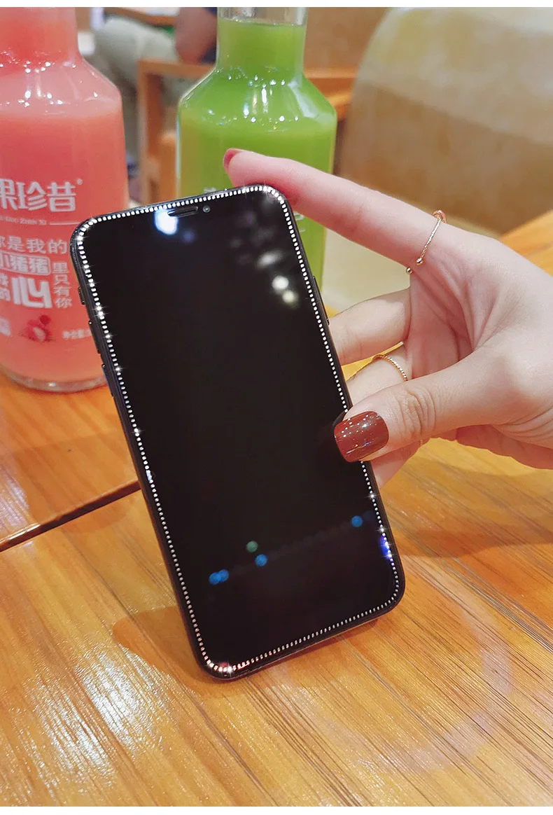 Новейшая рамка Алмазная стеклянная пленка для экрана iphone/apple Xs max XR X 8 7 plus Закаленное стекло Защитная пленка для экрана