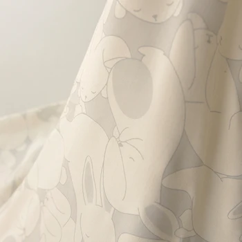 

White rabbit soft high-density twill cotton silk dress pajama dress children's dress table cloth bed fabric