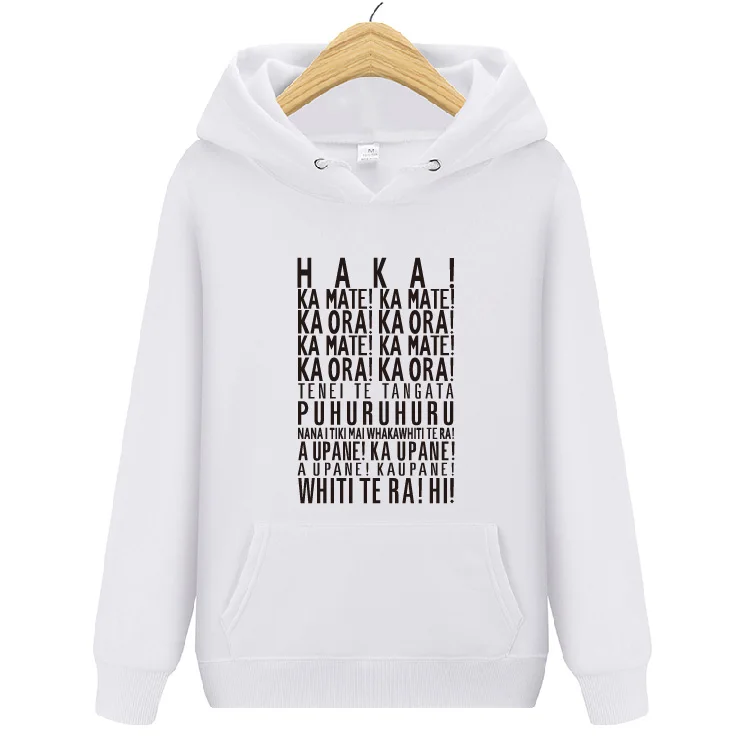 The Haka Words New Zealand Rugby Ball Team Pride Hoodies Man Woman Autumn Winter Fleece Hoody Sweatshirts Pullover Tracksuit