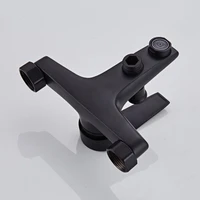 ก๊อกน้ําอ่างอาบน้ําทองเหลือง 2 ฟังก์ชั่น Outlet ติดผนังอาบน้ําก๊อกน้ํา TAP สีดําสําเร็จรูป 5