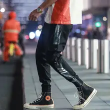 Уличная одежда в стиле хип-хоп; брюки-карго; мужские свободные повседневные брюки для бега; спортивные брюки; летние брюки длиной до щиколотки; модные белые брюки