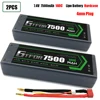 GTFDR 2PCS 2S Lipo Battery 7.4V 7.6V HV 8400mAh 7000mAh 6200mA 5200mAh 140C/280C 100C/200C 60C/120C 4mm for 1/8 1/10 Road RC Car 4