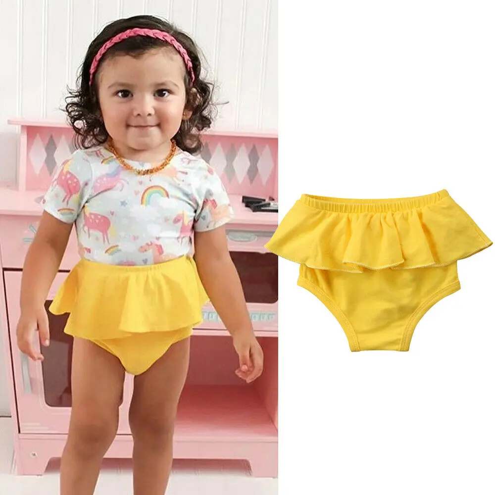 Lovely Newborn Kid Baby Girl Panties PP Shorts Ruffle Tutu Shorts Summer New Solid Bloomer Diaper Cover Briefs 7 Colors