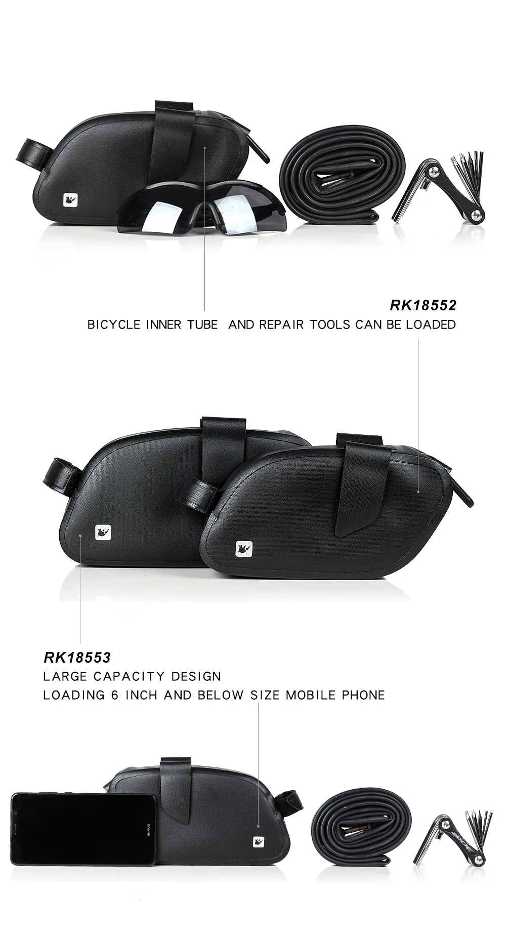 Rhinowalk Bicycle Saddle Bag Waterproof MTB Bike Rear Bag Bicycle Tools Inner Tube Storage Bag Cycling Rear Seat Tail Large Bag  (7)