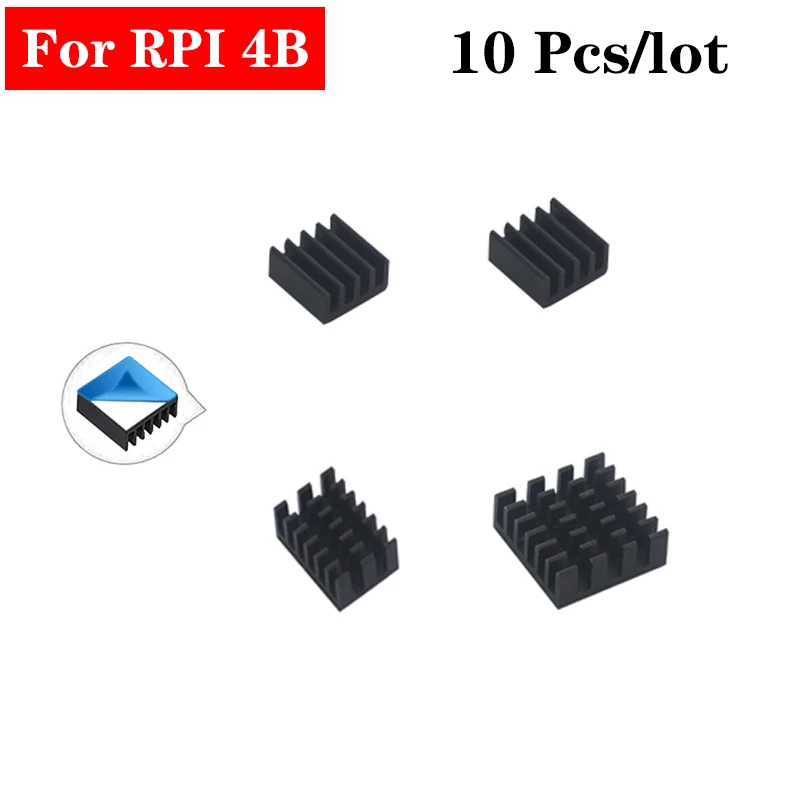 10Pcs lot 5 шт./партия 10 шт./партия алюминиевый радиатор для Raspberry Pi 4B алюминиевый кулер радиатор комплект для Raspberry Pi 4 Модель B Pi 4B - Цвет: 10Pcs lot
