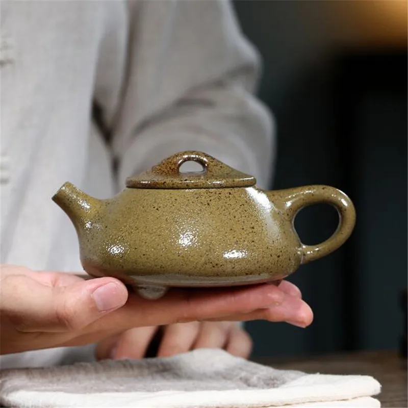 Chinese Yixing tea pot purple clay Stone scoop teapots Retro Firewood kiln change Handmade kettle customized Authentic 240ml
