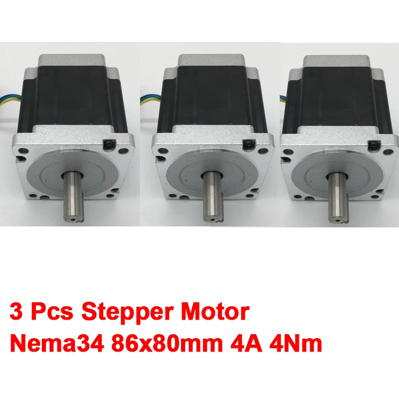 3PCS Stepper Motor Nema34 86*80mm 4A 4Nm 580Oz-in 2ph 4 Wires High Torque for CNC Router Lathe | Обустройство дома