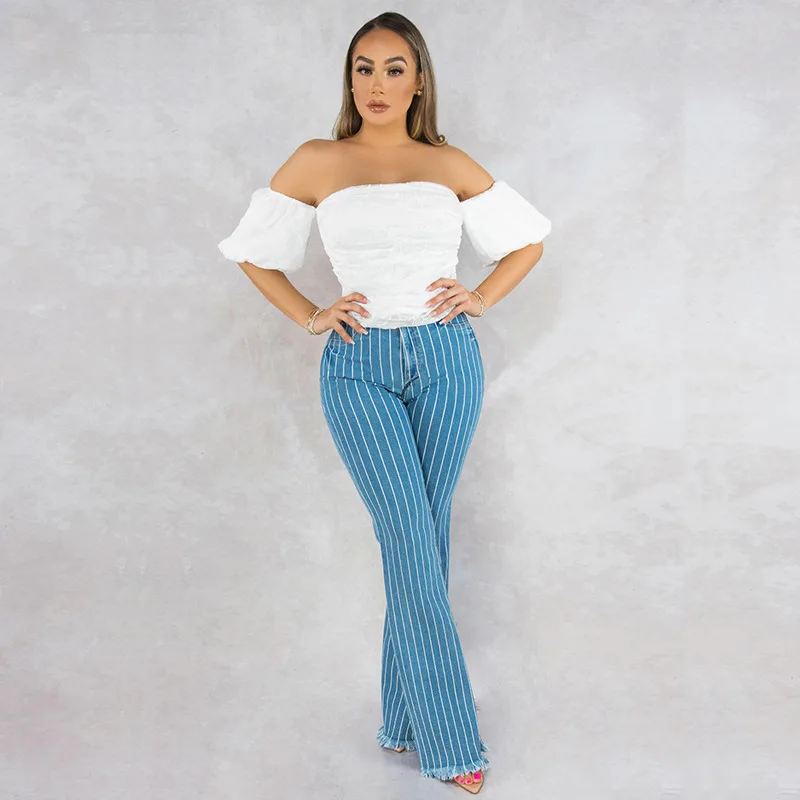 

1X quality high waist multi button high stretch leg pants export denim trousers women jeans wholesale jeans custom