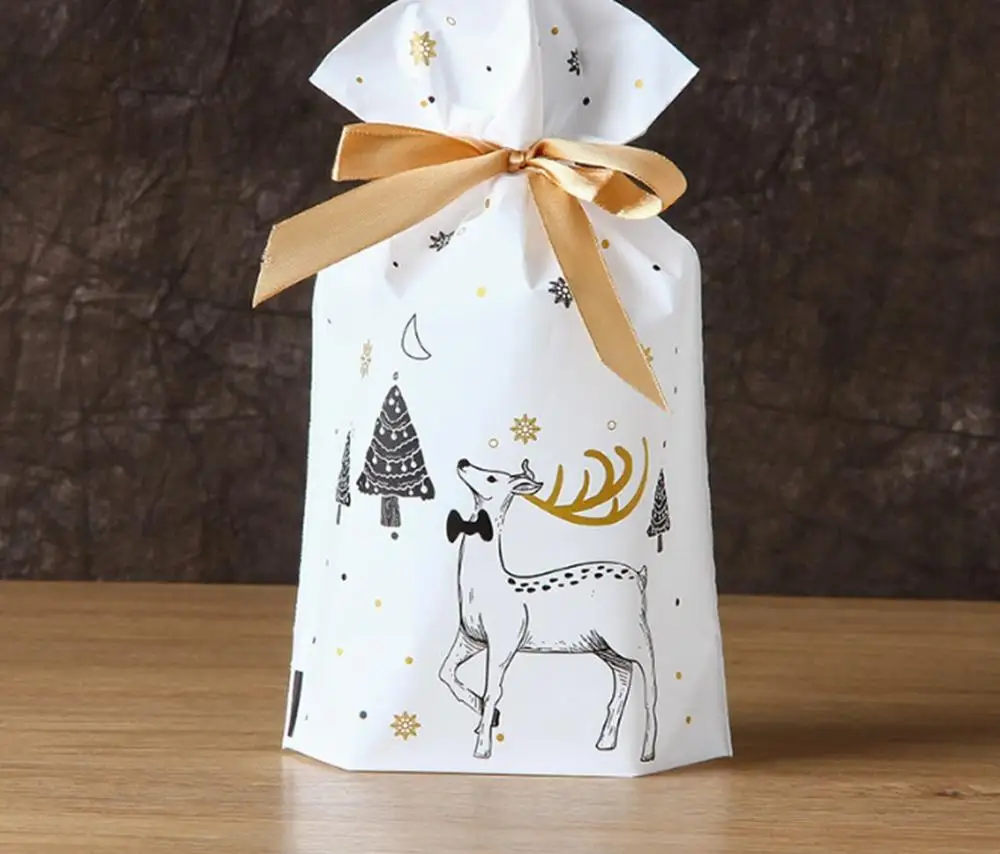 Deer Рождественские подарочные пакеты для конфет, печенья, шоколада, рождественские пакеты, подарочные пакеты 10 шт./лот - Цвет: Deer