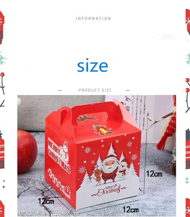 Рождественская коробка для яблок 12x12x12 см четыре цвета для Счастливого Рождества коробка для конфет Новая мода Средний размер положить подарки премиум портативный стиль