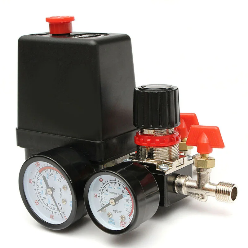 

Air Compressor Pressure Control Switch Manifold Relief Regulator Gauge 125PSI AU