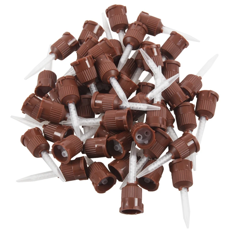 

50x Dental Impression Tip Temporary 1: 1 Silicone Rubber, 50X Brown Straight Tip