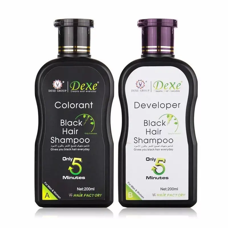 Dexe Black Hair color Shampoo 10 Mins Dye Into Herb Natural Faster Restore Colorant and Treatment | Красота и здоровье