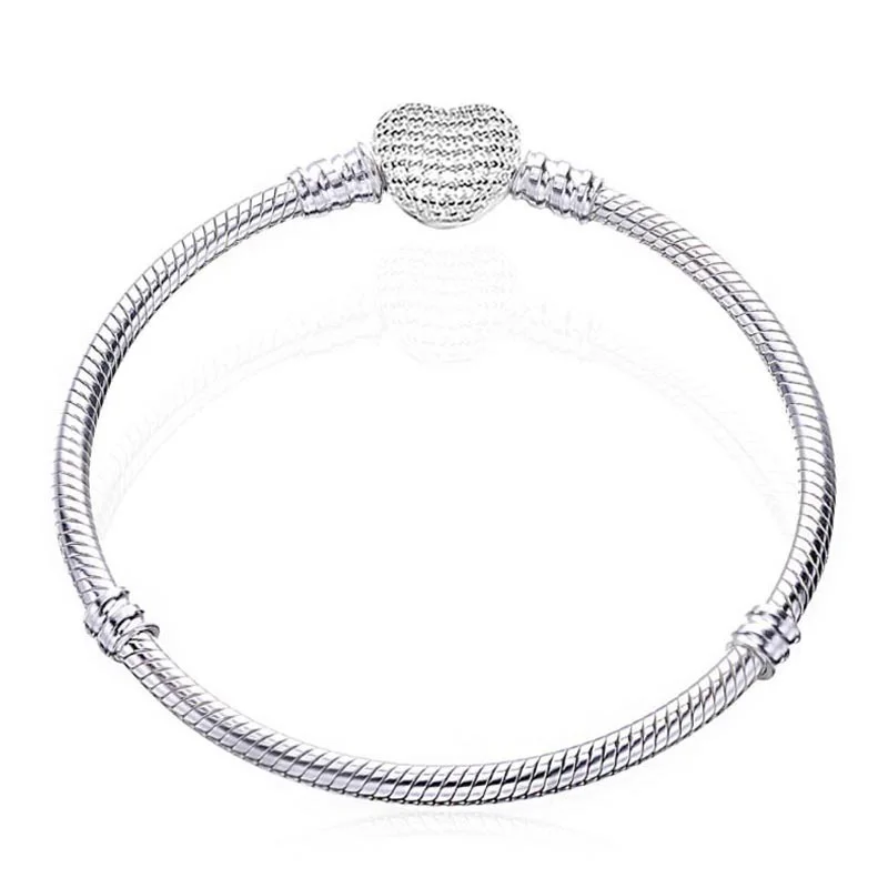 ATTRACTTO Fashion Gold Crystal Bracelets&Bangles Charm Cubic Zirconia Bracelets For Women Silver Chain Heart Bracelets SBR190538 - Окраска металла: SBR190538SR