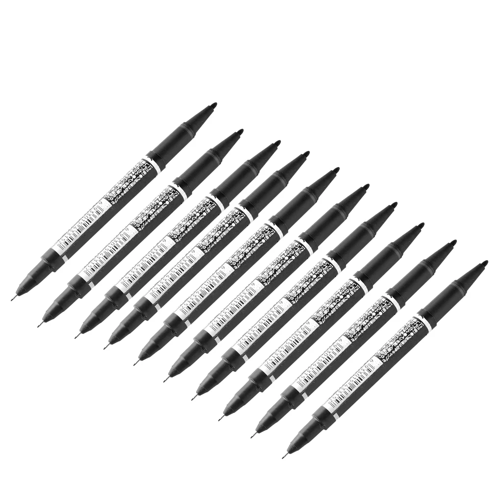 10pcs Style Feutre Marqueur Peau Pen Noir à Double Extrémités pour Tatouage Tatouer Art Corp