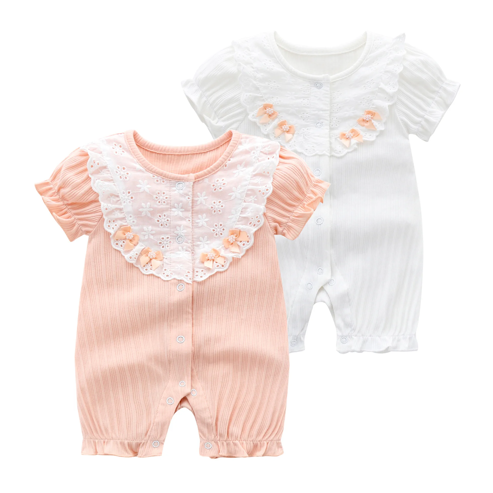 

Newborn Baby Girls Short Sleeve Pure Cotton Jumpsuits Thin Style 2023 Summer New Cute Rompers Toddler Girls Princess Clothes