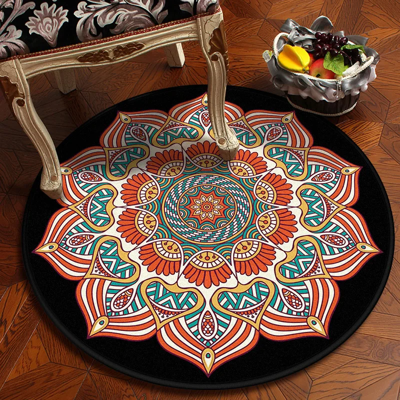 Европейский суд печатные круглые коврики для ковров винтажные ковры Мандала для гостиной персидский ковер утолщенные ковры художественный Декор - Цвет: A3