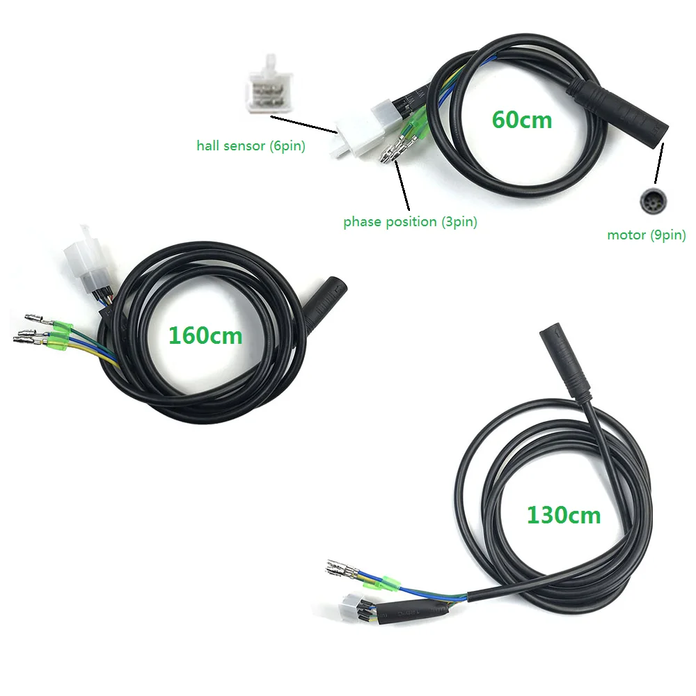 E-Bike Motor Extension Cable Waterproof 9 Pin 250W to 1kW Julet 60cm 2ft 130cm