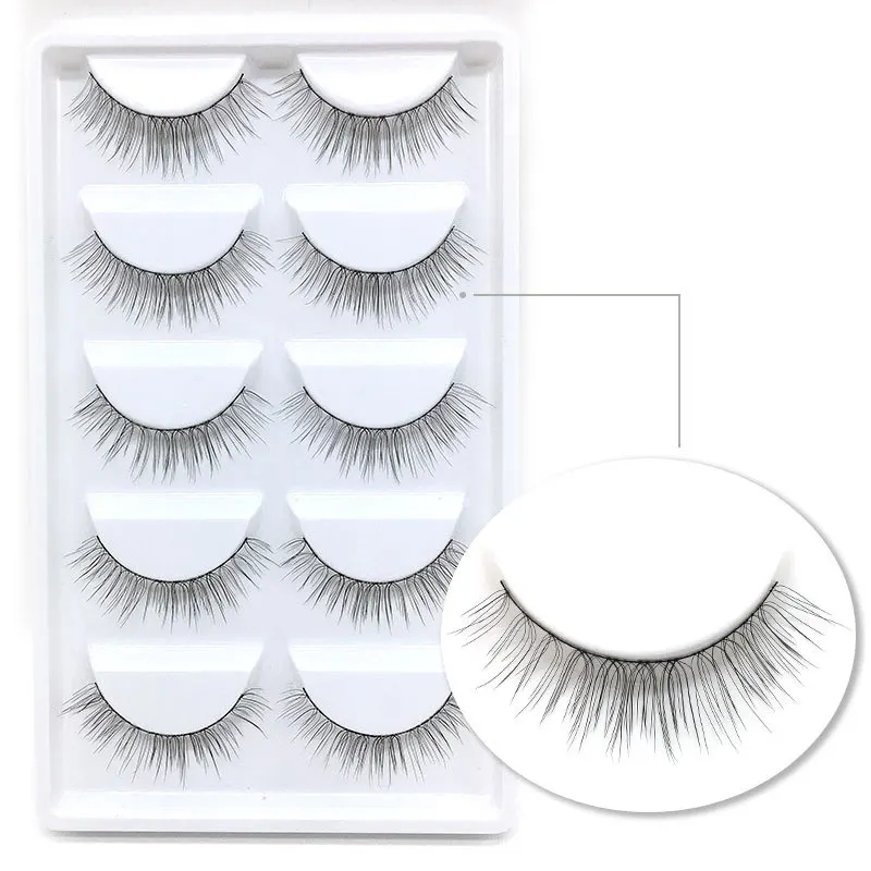 

Five Double Pairs of False Eyelashes T04 Natural Long False Eyelashes a Generation of Fat