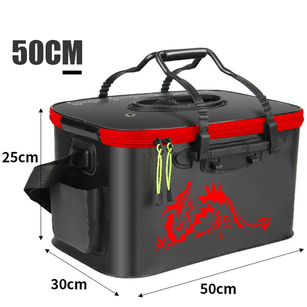 Рыболовный ящик складной контейнер для хранения переносной дышащий с ручкой - Цвет: Красный