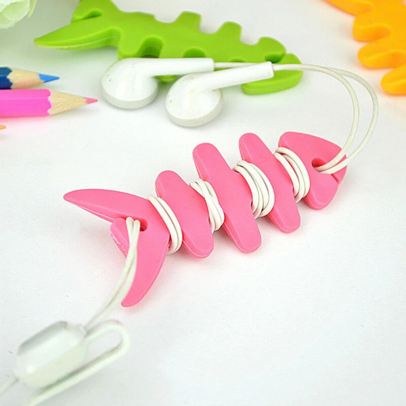

Silicon Fish Bone Headphone Cord Wire Cable Organizer Holder Wrap Winder OC-shipping