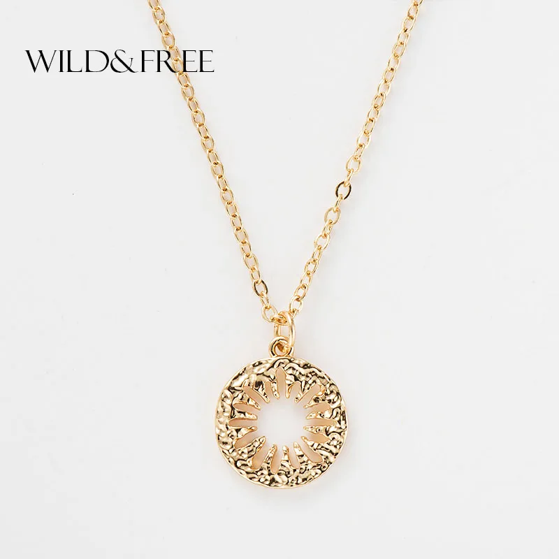 Универсальное Новое круглое ожерелье с подвеской из золотого сплава