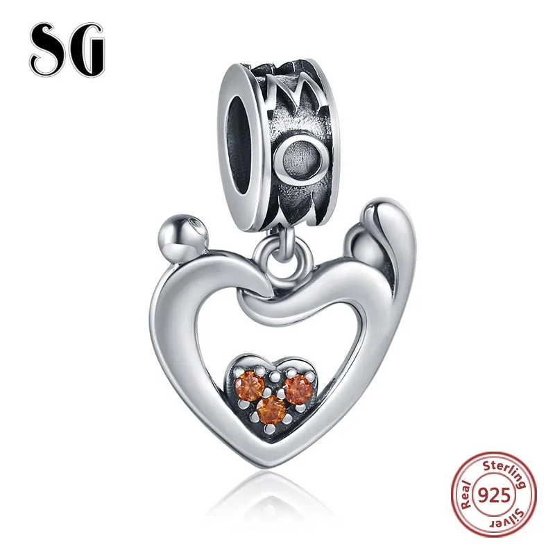 SGJF9701-P СГ Серебро 925 амулеты для изготовления ювелирных украшений Сердце Шарм Подходит pandora браслет с подвеской для женщин Подарки новое поступление - Окраска металла: SGJF9701-P
