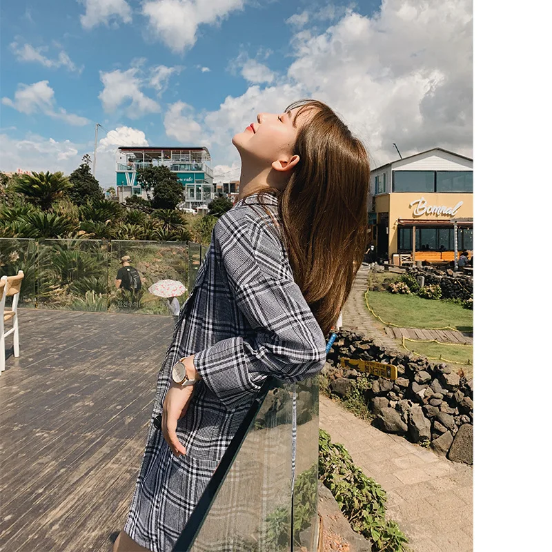 

WOMEN'S Suit 2019 Autumn Korean-style New Style Plaid Suit Shorts + Straight-line Buckle Small Suit Two-Piece Women's F7576