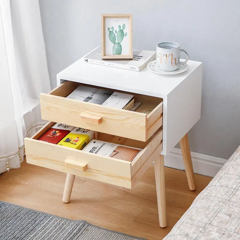 Прикроватные шкафы простые элегантные тумбочка с 2 ящиками спальный шкаф чайный