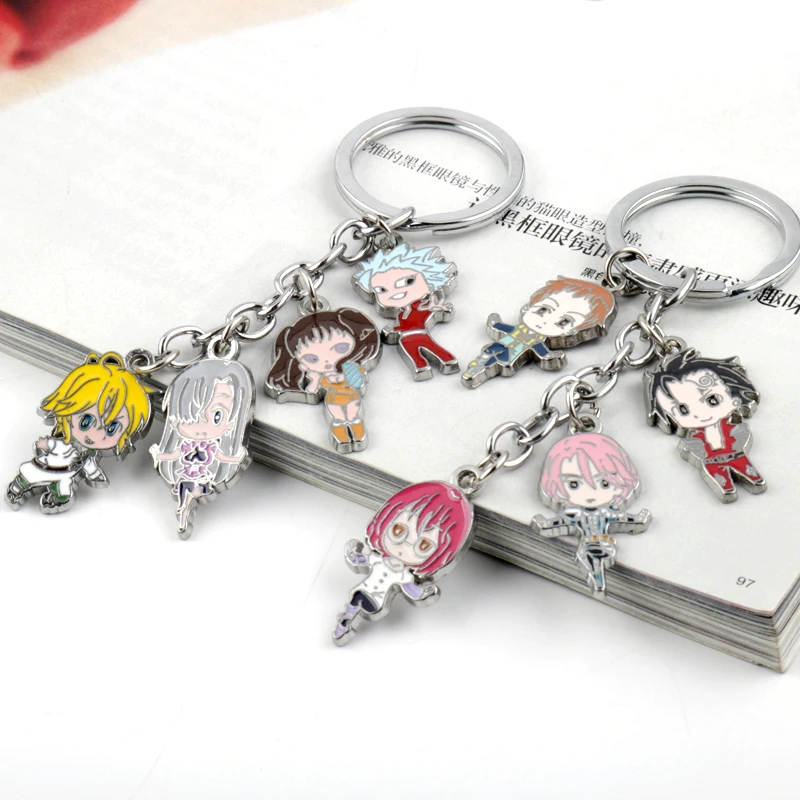 

Fashion Anime The Seven Deadly Sins Meliodas Diane Ban Gowther Enamel Pendant Keychains Keyrings For Women Men Jewelry Gift
