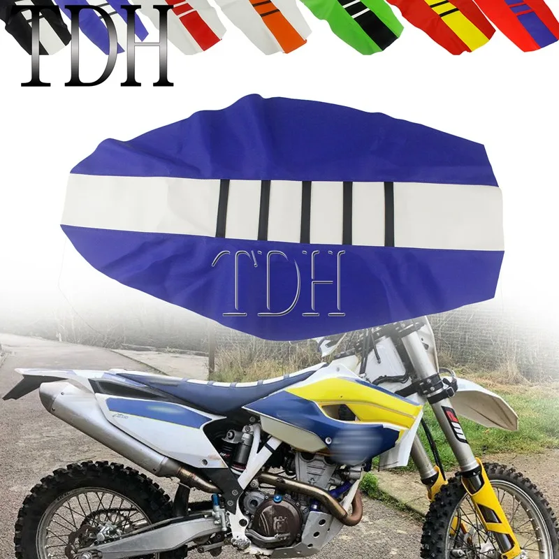 Синий и белый MX Enduro Байк ребристые тяговых захват сиденья для Yamaha TTR TT R PW YZ YZX YZF WR