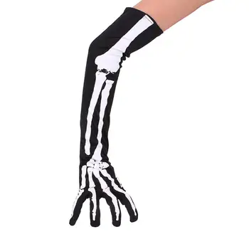 

Halloween Horror Skeleton Claw Skull Bone Gloves Elbow Length Cosplay Props