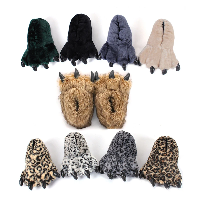 Зимние хлопковые тапочки в виде лап для девочек, Женская милая забавная теплая обувь с мультяшным рисунком, пушистые домашние тапочки для влюбленных, Женская плюшевая домашняя обувь|Тапочки| | АлиЭкспресс - Прикольные плюшевые тапочки для дома