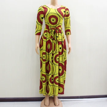 

2020 Dashikiage African New Arrival Waist Belted Fit And Flare Solid Natural Waist Dress Spring Fashion Women Dresses