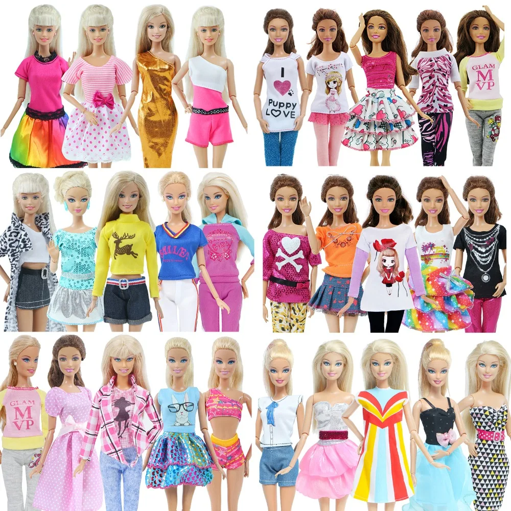 Éadaí do doll Barbie 5 píosaí - gabhálais éadaí tacair éagsúla - coigilteas, image size:1000x1000