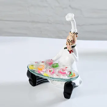 

Nordic Resin Chef Holding Storage Tray Statue Creative Candy Fruit Plate Sets Home Restaurant Decor Miniature Figurines Ornament