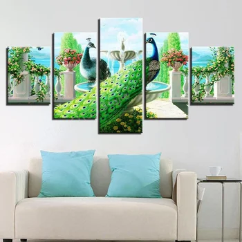 

diamond mosaic peacocks 5 piece diamond painting bag diamond embroidery square round drills 3d Pictures for home decor GG378