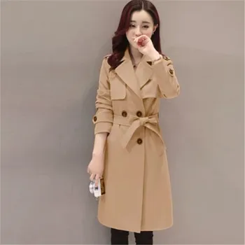 

Fashion Long Trench Coats Women 2018 Spring Autumn Coats Plus Size Ladies Slim Double-breasted Windbreaker Female Outerwear