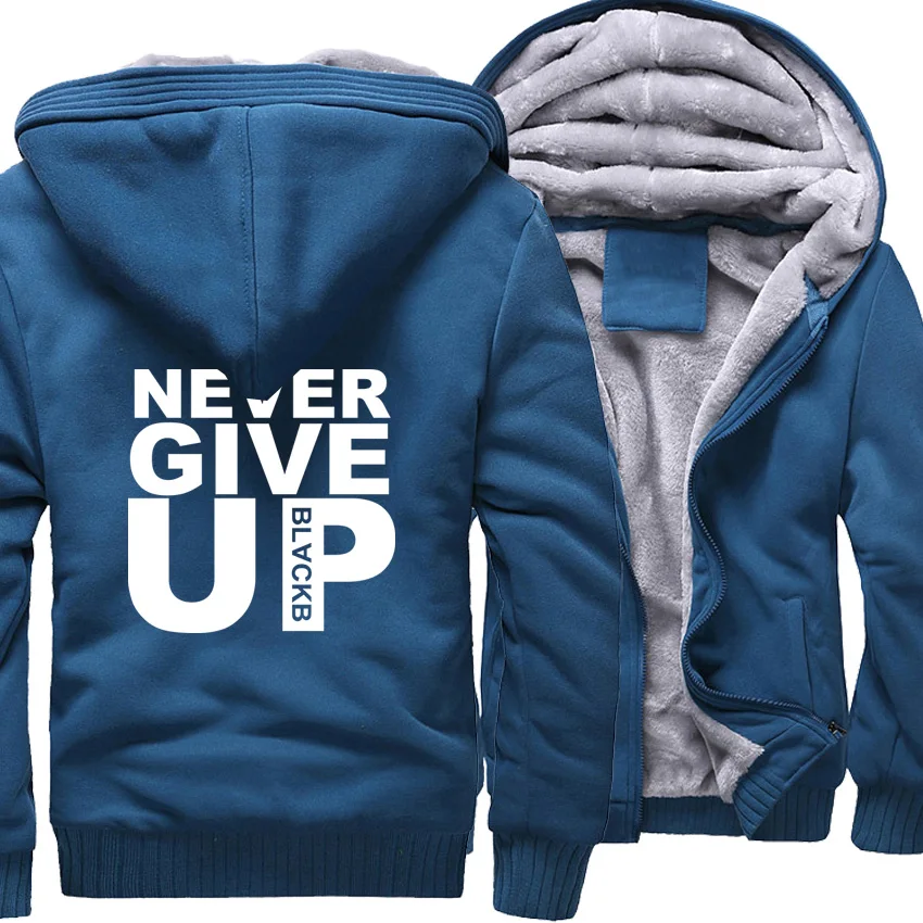 NEVER GIVE UP Мужские толстовки с буквенным принтом горячая Распродажа зимняя мужская спортивная одежда уличная куртка спортивный костюм в стиле хип-хоп Мужская верхняя одежда