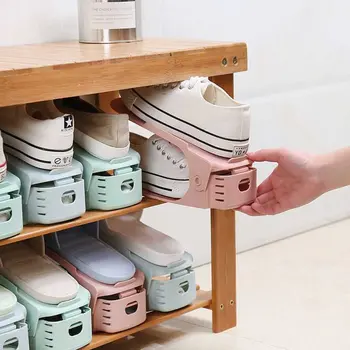 

1PCS Double-layer Adjustable Shoe Holder Shoe Organizer Space-saving Slot Closet Shoe Holder Storage Double-layer