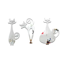 Funlife Три кошки зеркало экологически чистые съемные хрустальные стерео зеркальные наклейки MS361183