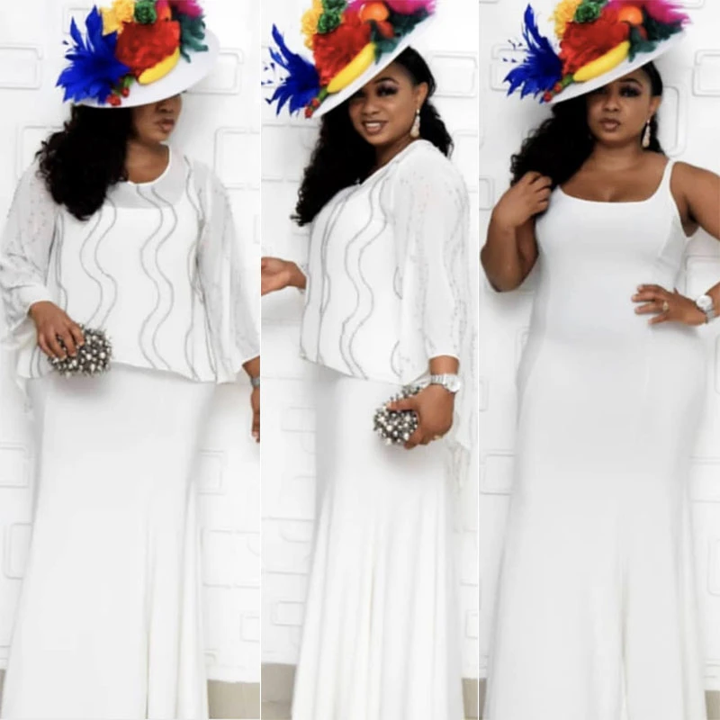 2 piece white maxi dress