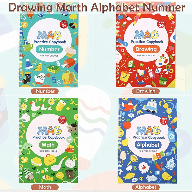 

Набор волшебных искусств, портативная Рабочая книга для рукописного письма, многоразовая книга для отслеживания, Волшебная обучающая Канцелярия