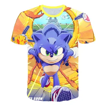 

2020 Summer Fashion Street Kids T-shirt 3D Printing Cartoon Anime Hedgehog Sonic O-neck Kids Casual T-shirt for Boys and Girls